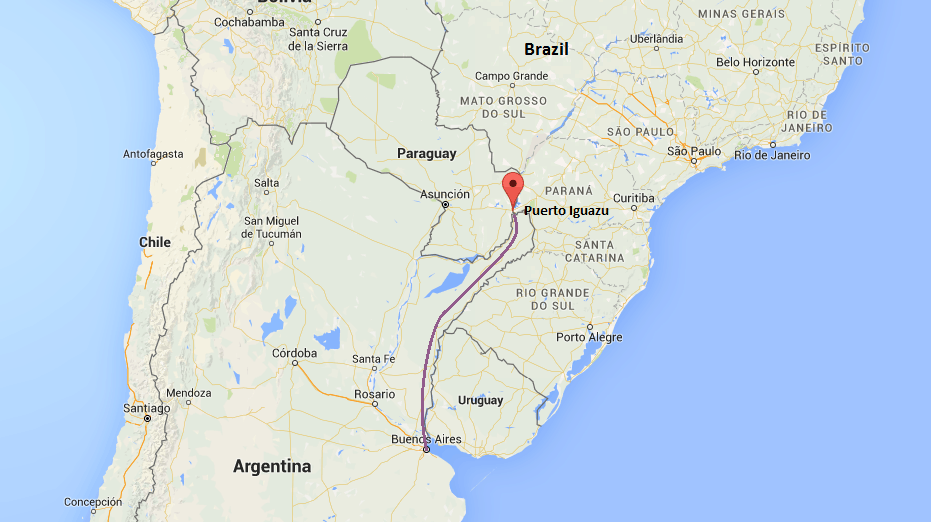 Trajet Puerto Iguazu