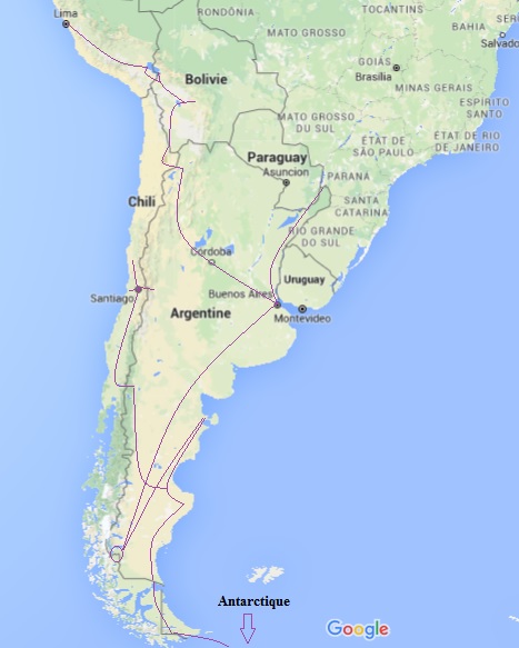 Trajet amérique du sud